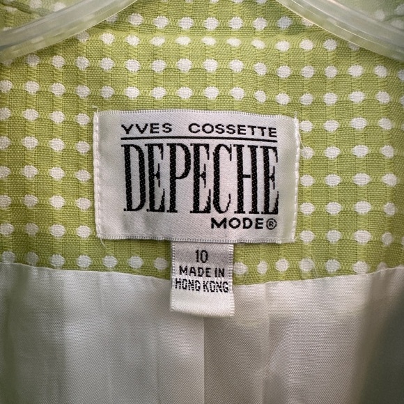 Vintage 80’s Yves Cossette Depeche Mode Long Lime Green Swiss Dot Jacket Size 10 - Picture 7 of 10